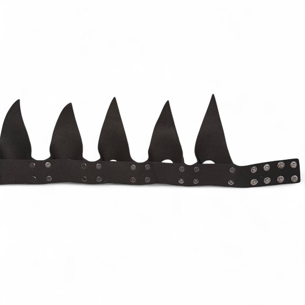 Posh! Spike Black Faux Leather Vegan Crown Silver Rivets Glam Goth Rave Festival - Picture 3 of 7